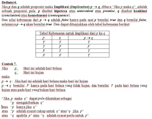 tabel kebenaran implikasi